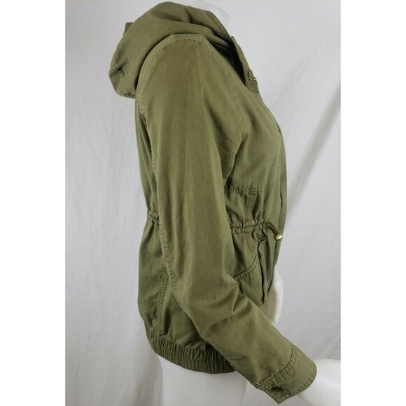Anthropologie Anorak Jacket Womens S Olive Drab Love Tree Hooded 100% Cotton - Picture 3 of 9